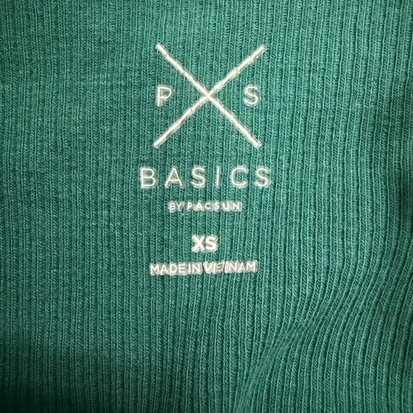 💚 PacSun Basics Teal Ribbed Lettuce Hem Crop Tank (XS) - Picture 5 of 6